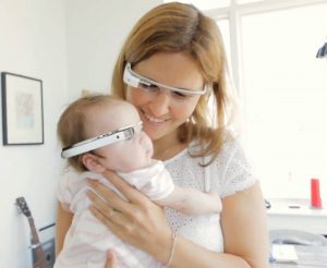 Baby and mother wearing Google glass - Google glass picture gallery