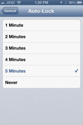Auto lock iPhone 5 tips to increase battery life