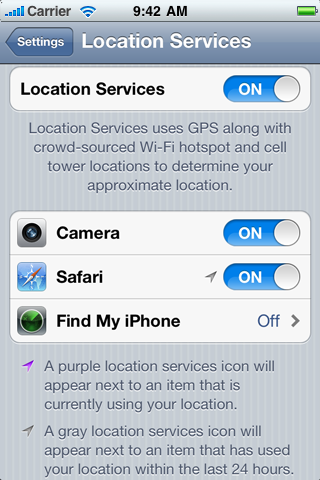 location services in iPhone 5