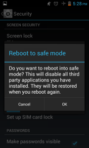 reboot android phone to safe mode - jelly bean tip