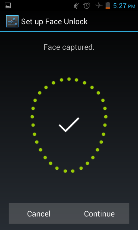 setup face unlock in the Jelly bean