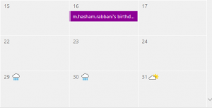Birthday notifications in Hotmail