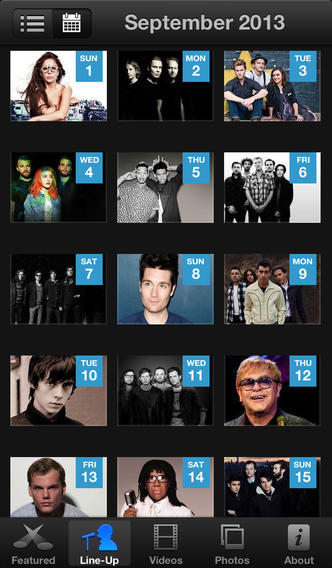 iTunes festival 2013 Lineup on the app