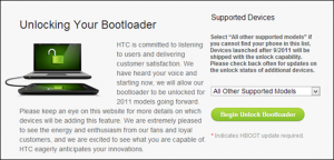 unlock HTC boat loader from HTC website